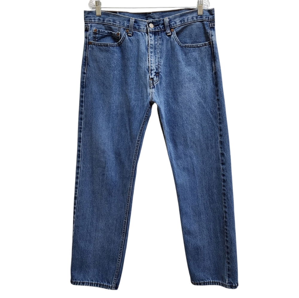 Levi's 505 Jeans Men 36x29 Blue Denim Cotton Straight Distressed Zip Grunge Work